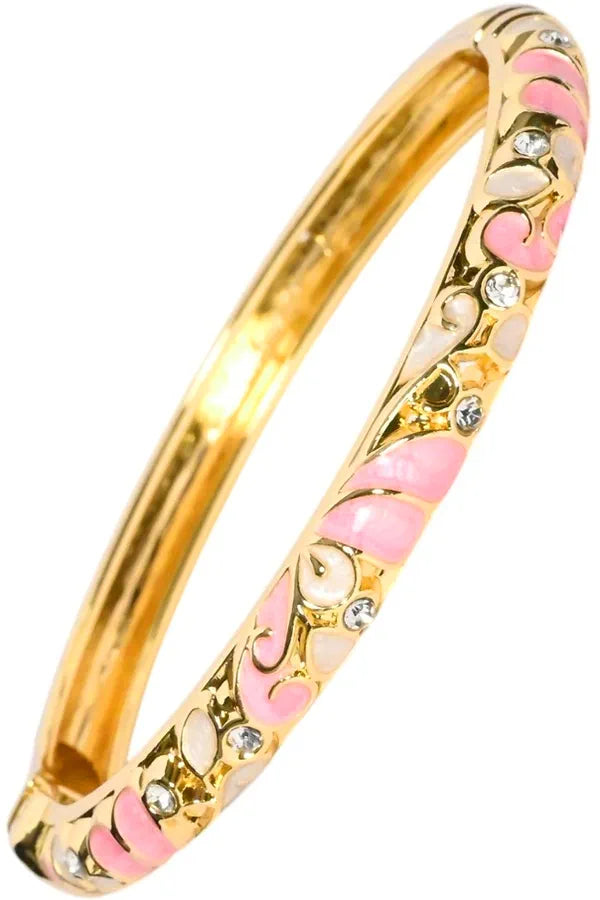 Bracelet Jonc Fin Émaillé « Éclat Douceur de Rose »