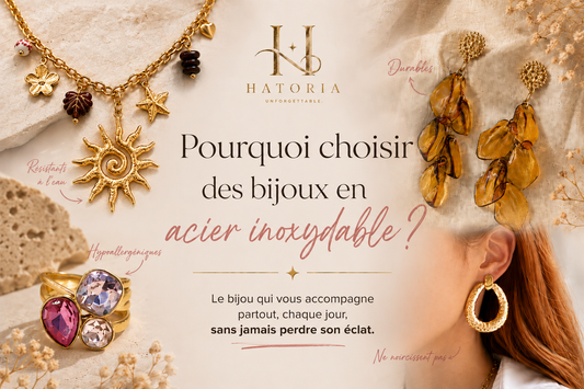 Bijoux en acier inoxydable dorés Hatoria