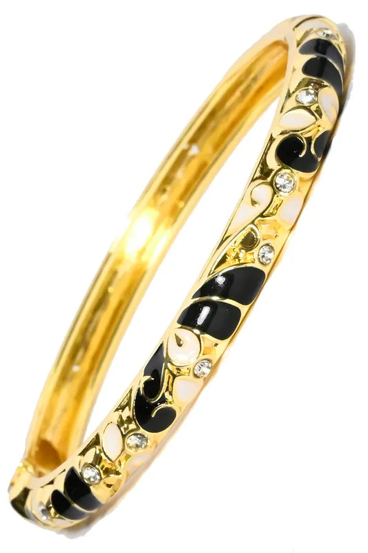 Bracelet Jonc Fin Émaillé « Éclat Noir Impérial »