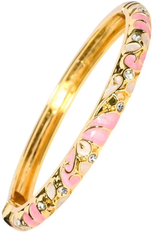 Bracelet Jonc Fin Émaillé « Éclat Douceur de Rose »