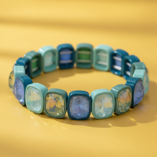 Bracelet Calypso bleu turquoise avec pierres nacrées