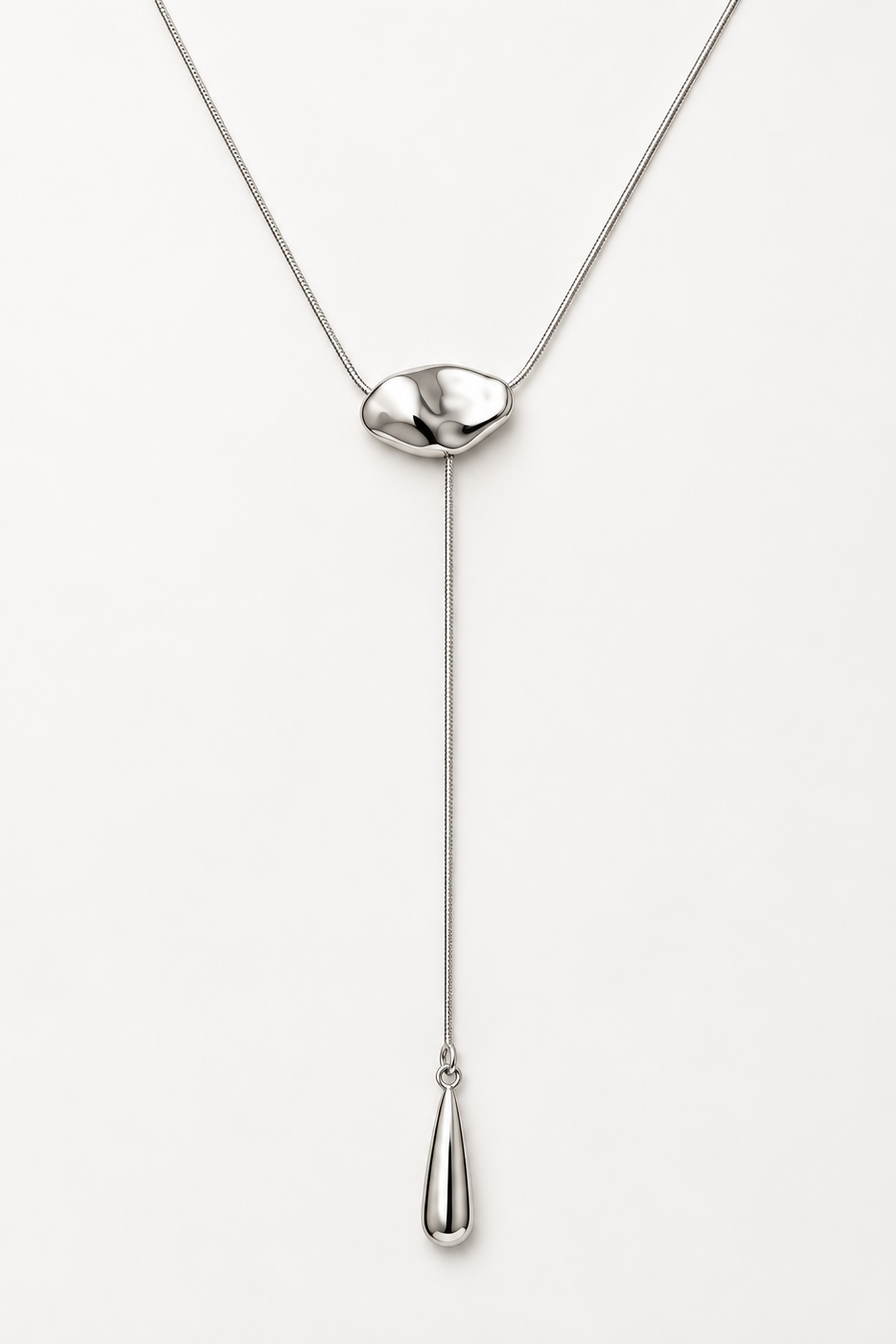 Collier en Y doré ALTHÉA en acier inoxydable avec chaîne fine et pendentif goutte