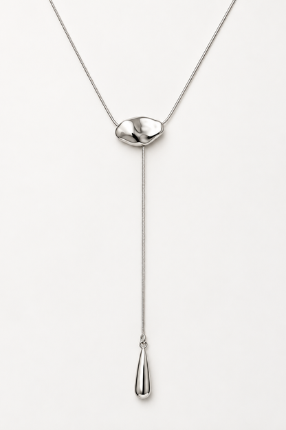 Collier en Y doré ALTHÉA en acier inoxydable avec chaîne fine et pendentif goutte